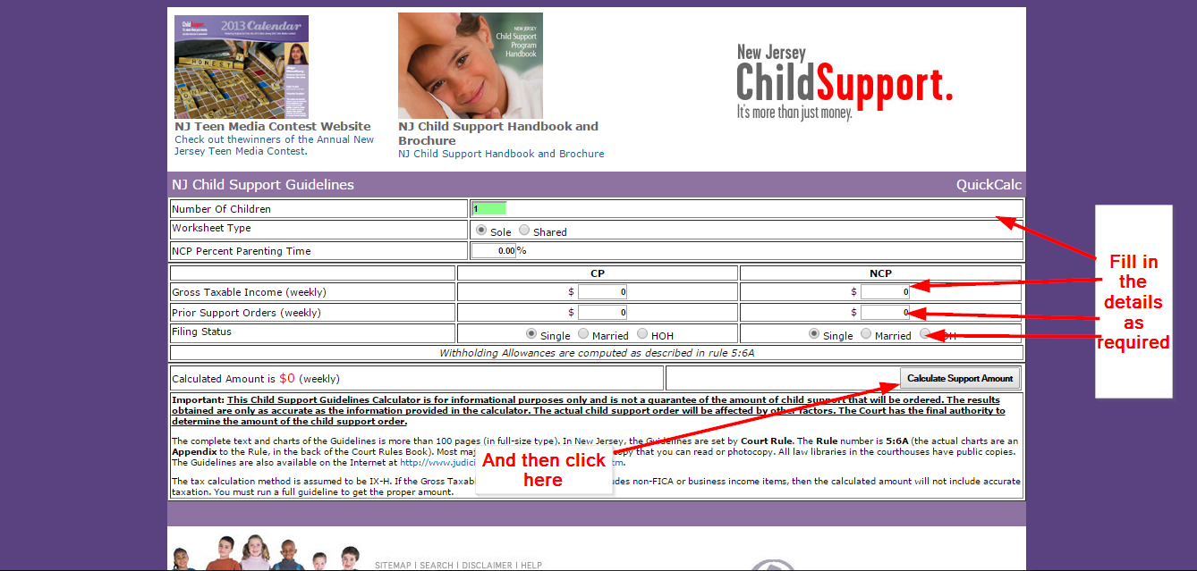 new jersey child support guidelines calculator