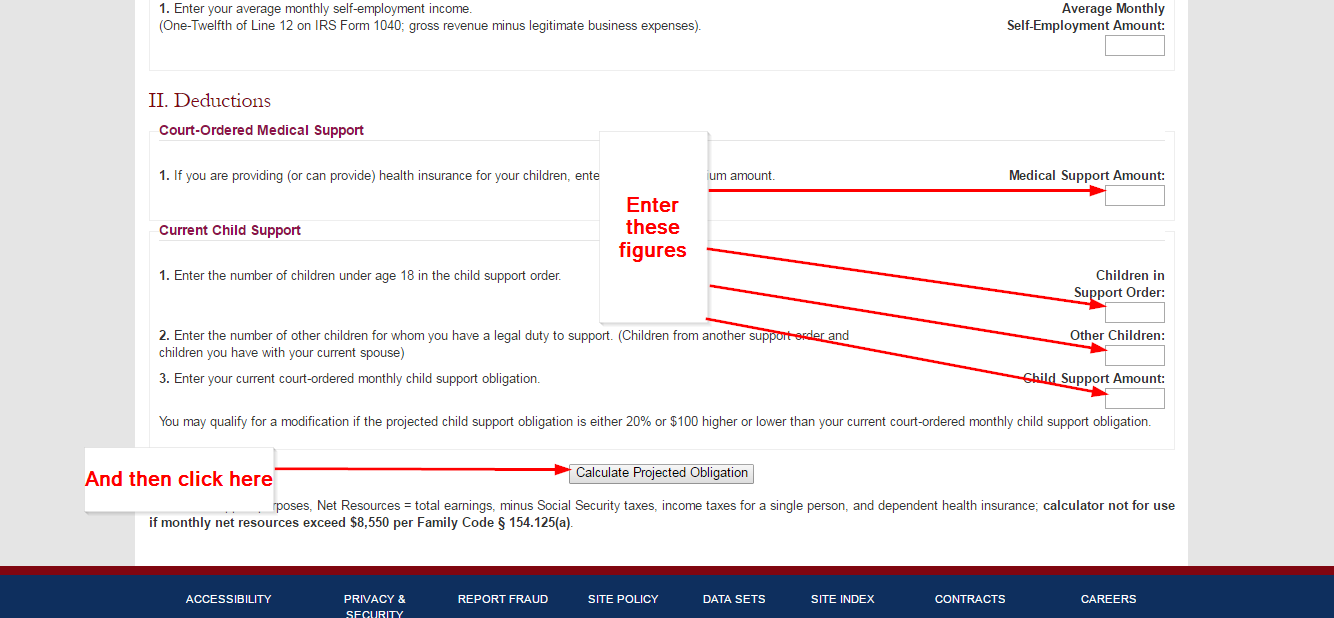 texas child support modification calculator